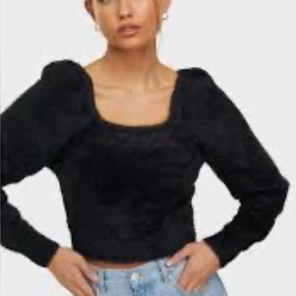 ASTR The Label‎ Long Sleeve Fuzzy Sweater Top XS Stretch Crop Witchy Whimsygoth